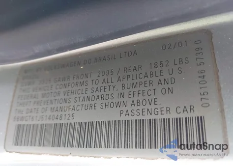 2001 Volkswagen Golf Gls from USA, damaged, VIN 9BWGT61J514048125